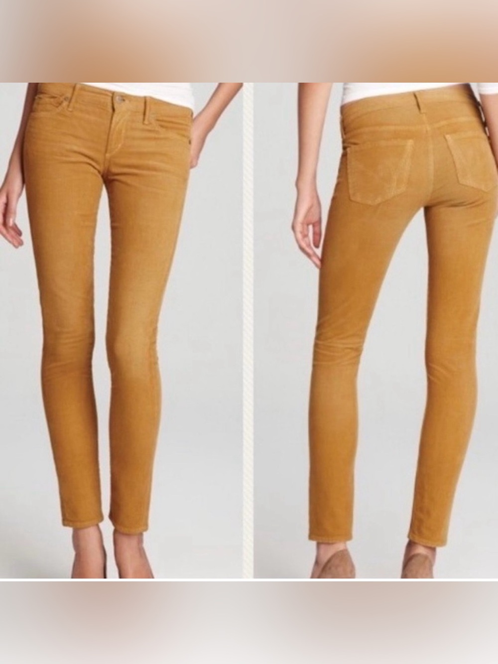 Citizen’s of Humanity Avedon Velour Courdory Skinny Pants in Butterscotch.
